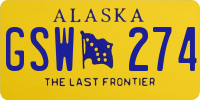 AK license plate GSW274