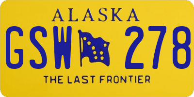 AK license plate GSW278