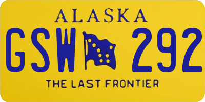 AK license plate GSW292