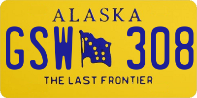 AK license plate GSW308