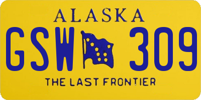 AK license plate GSW309