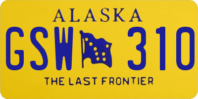 AK license plate GSW310