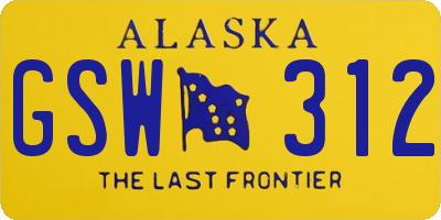 AK license plate GSW312