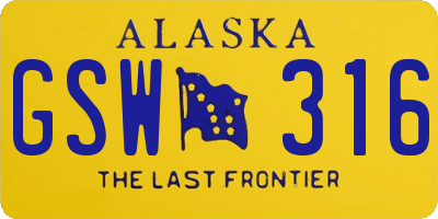 AK license plate GSW316