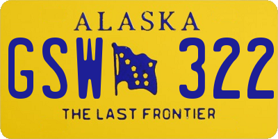 AK license plate GSW322