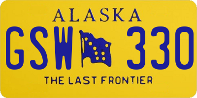 AK license plate GSW330