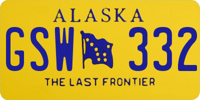 AK license plate GSW332