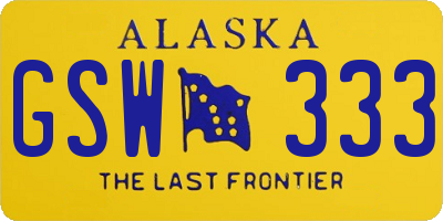 AK license plate GSW333