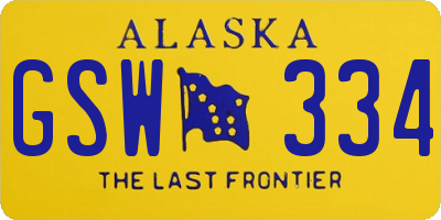 AK license plate GSW334