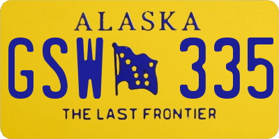 AK license plate GSW335