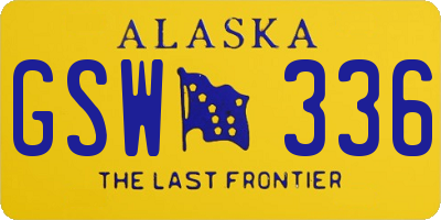 AK license plate GSW336