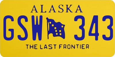 AK license plate GSW343