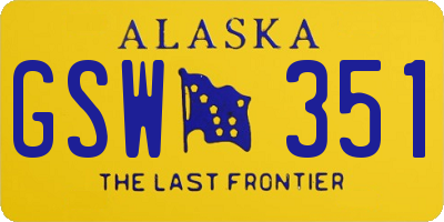 AK license plate GSW351