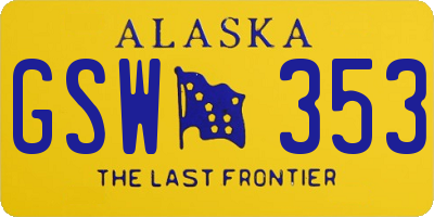 AK license plate GSW353