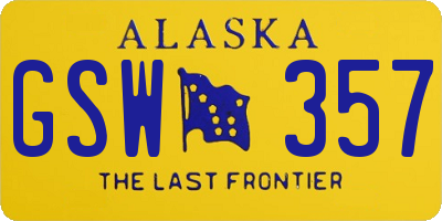 AK license plate GSW357