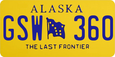 AK license plate GSW360