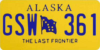 AK license plate GSW361