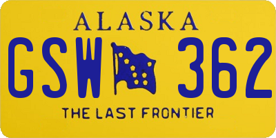 AK license plate GSW362