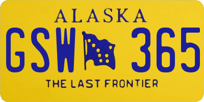 AK license plate GSW365