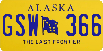 AK license plate GSW366