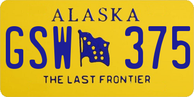 AK license plate GSW375