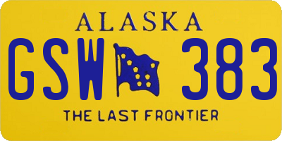 AK license plate GSW383