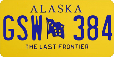 AK license plate GSW384