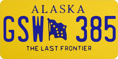 AK license plate GSW385