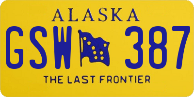 AK license plate GSW387