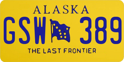 AK license plate GSW389