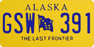 AK license plate GSW391