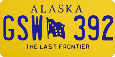 AK license plate GSW392