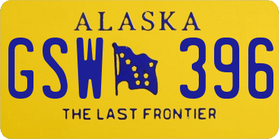 AK license plate GSW396