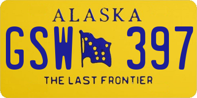 AK license plate GSW397