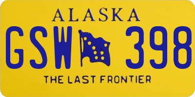 AK license plate GSW398