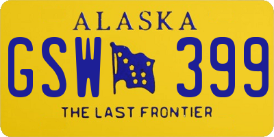 AK license plate GSW399