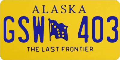 AK license plate GSW403