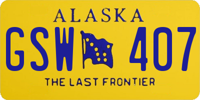 AK license plate GSW407