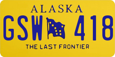 AK license plate GSW418