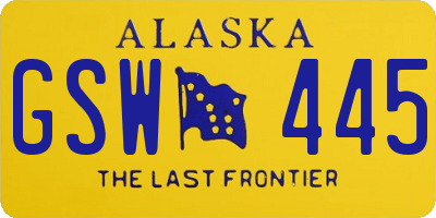 AK license plate GSW445