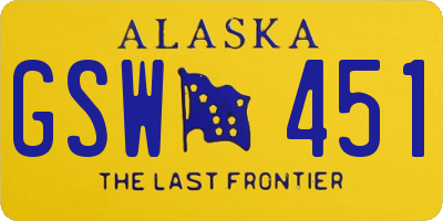 AK license plate GSW451