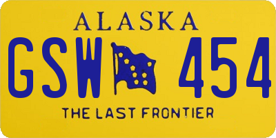 AK license plate GSW454