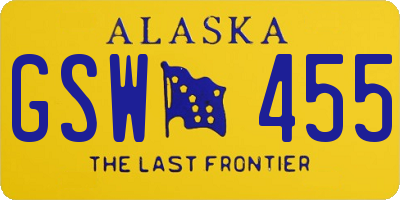 AK license plate GSW455