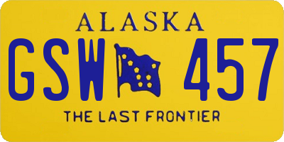 AK license plate GSW457