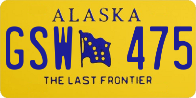 AK license plate GSW475