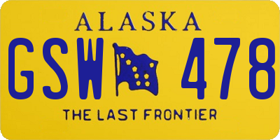 AK license plate GSW478