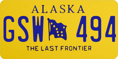 AK license plate GSW494