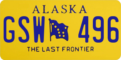 AK license plate GSW496