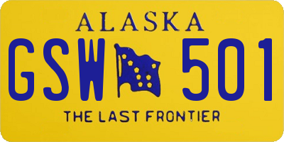 AK license plate GSW501