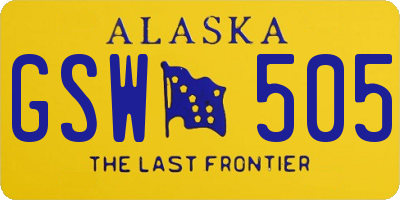 AK license plate GSW505